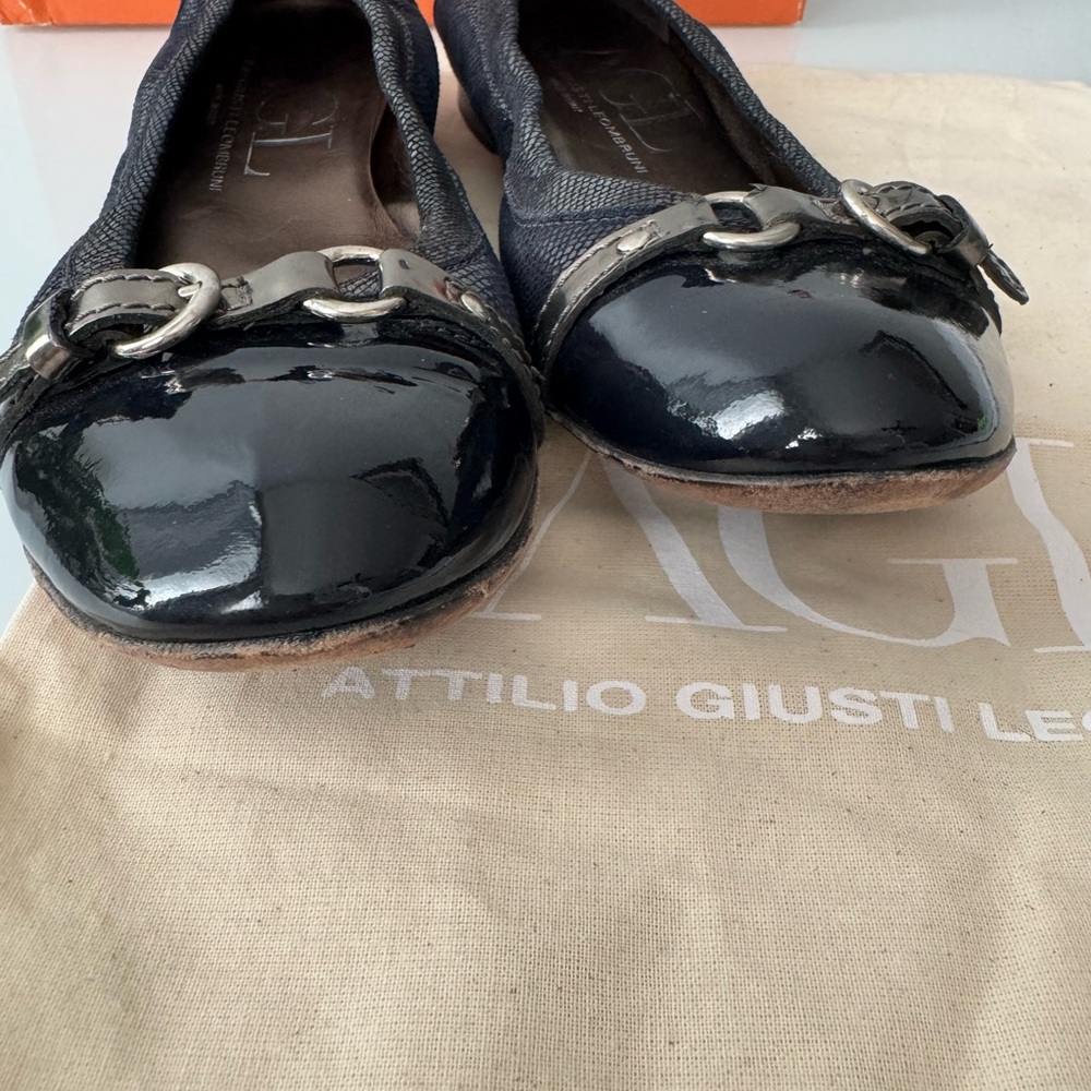 AGL Navy Crackle Ballet Flats - Picture 10 of 10